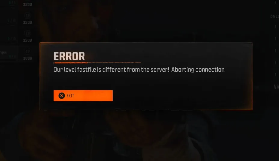 'our level fastfile is different from the server' error in Black Ops 6