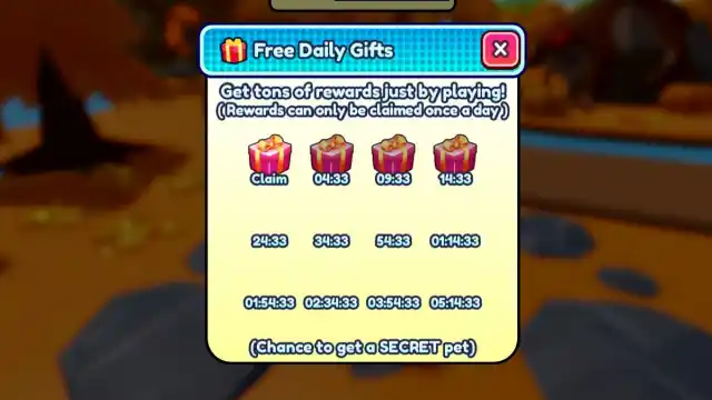 Pet World Free Daily Gifts menu.