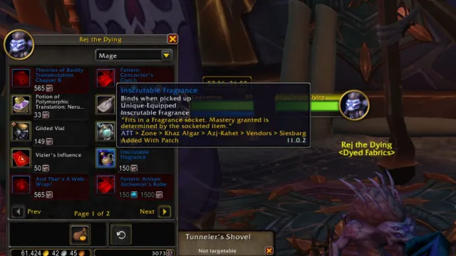 Vendor selling fragrances in World of Warcraft.