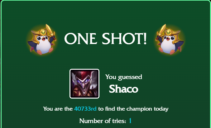 Loldle one shot shaco