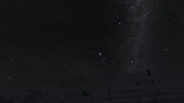 A starry sky in Minecraft.