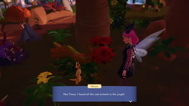 Talking to Timon about the Drawings? quest in Disney Dreamlight Valley.