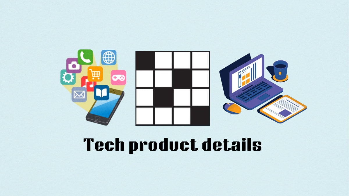 The Tech product details clue for the NYT Mini Crossword with a phone and lots of app icons and a laptop.