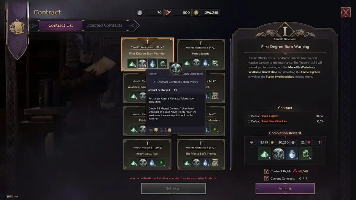 Abyssal Contract Tokens in Throne and Liberty, explained