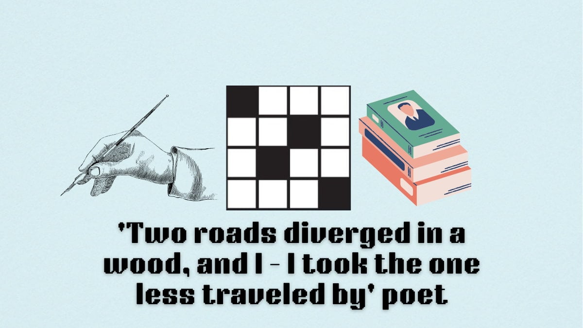 The 'Two roads diverged in a wood, and I — I took the one less traveled by' poet clue for the NYT Mini Crossword.