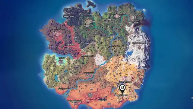 Ultima Carver's location marked on a map in Fortnite.