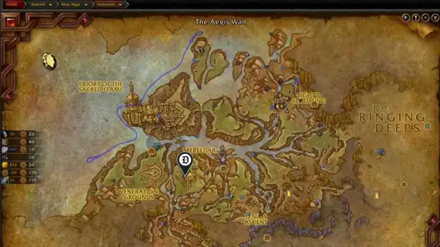 Map location of the Work Hard, Play Hard quest in WoW The War Within in Hallowfall.