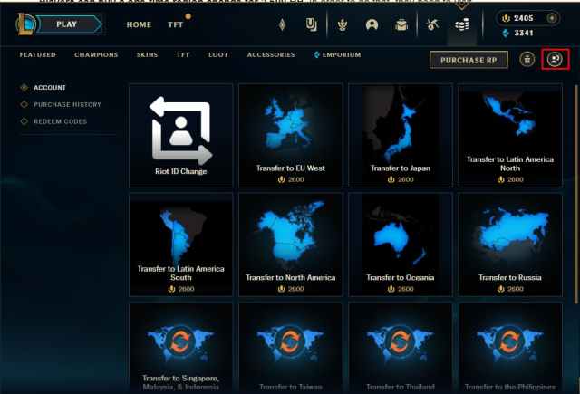 A screenshot of League's in-game shop.