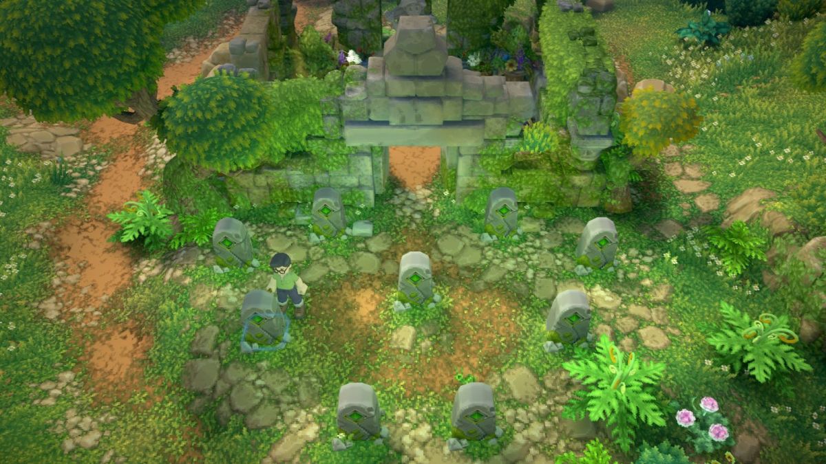 Player standing outside of the forest shrine in Luma Island after giving offerings.