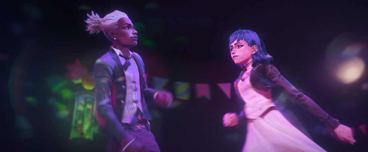 Picture showing Powder and Ekko sharing a dance in Arcane.