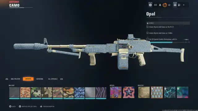 An overview of the Opal camo in Black Ops 6 Zombies.