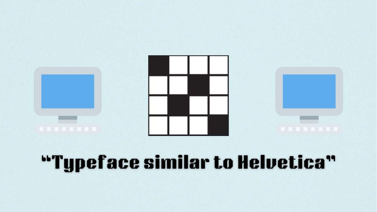 A blank crossword puzzle between two computer emojis, above a clue.