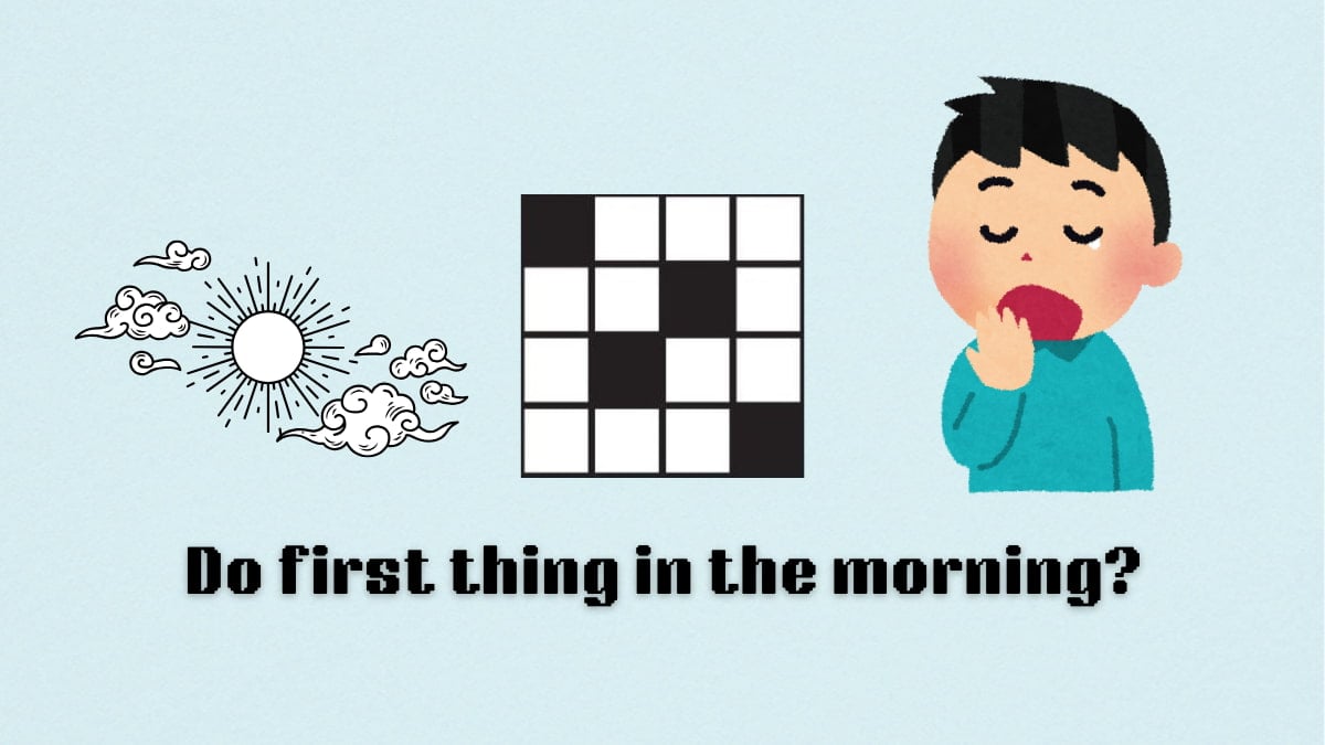 Picture showing the Do first thing in the morning clue cover in NYT Mini Crossword,