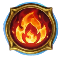 This icon of the Fiery skill in The Bazaar features a bright orange and red flame