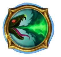 A green snake breathes a flame of poison in The Bazaar. This is the image for the Final Dose skill