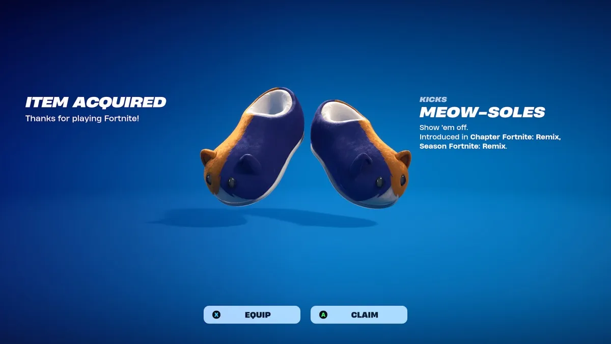 orange and blue Meowsoles cat theme kicks in fortnite