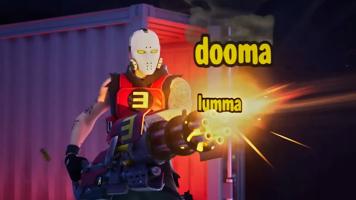 Picture showing the RG Minigun used by Eminem in Fortnite Remix.