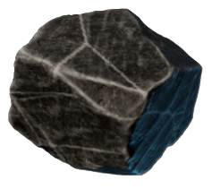 A black rock with jagged edges.