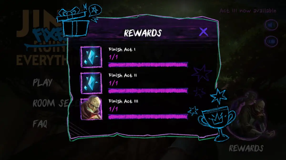 Picture showing all the rewards to get by completing the Jinx Fixes Everything mini-game in League of Legends.