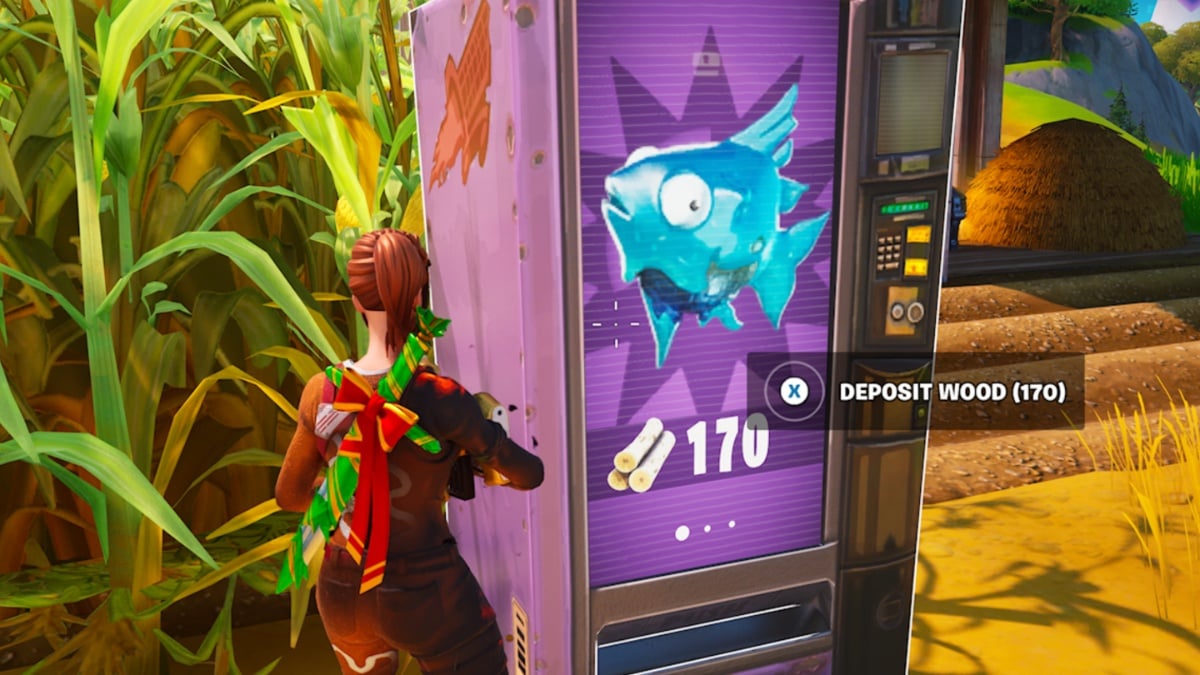 a gingerbread person finds a purple vending machine