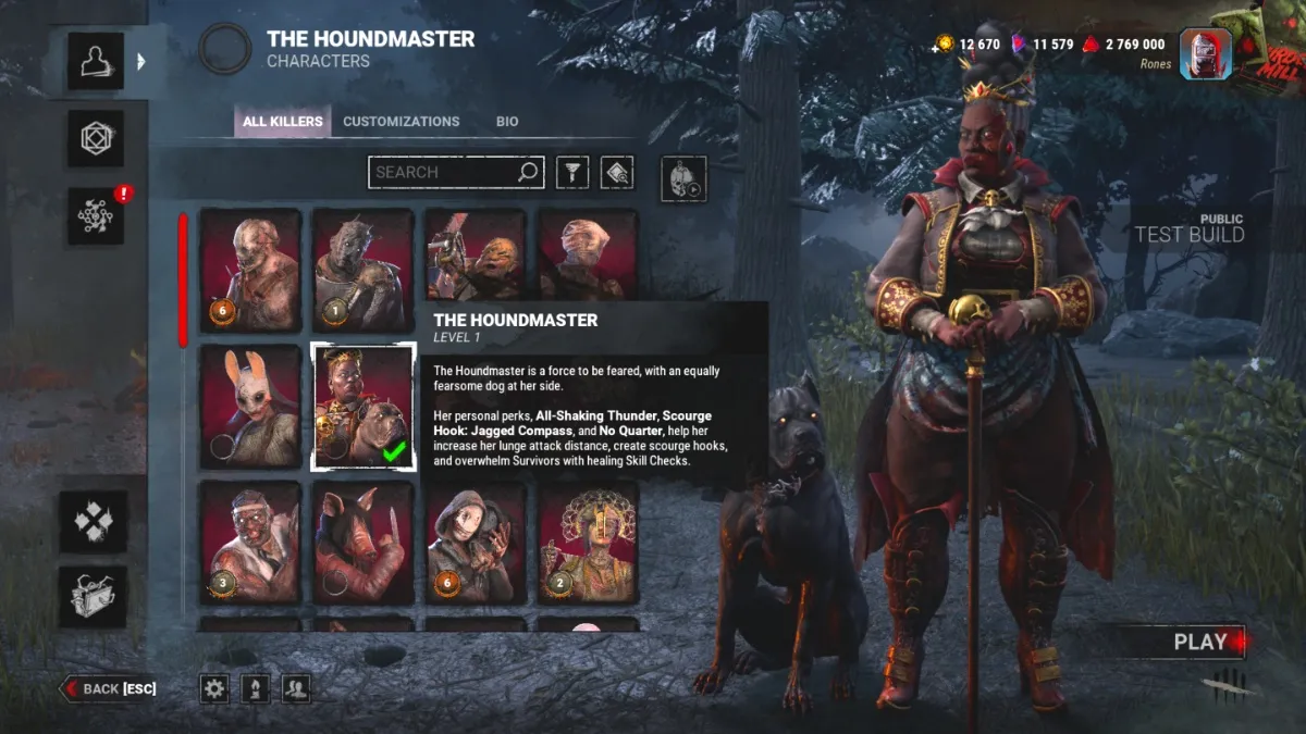 the houndmaster in the main screen of dead by daylight