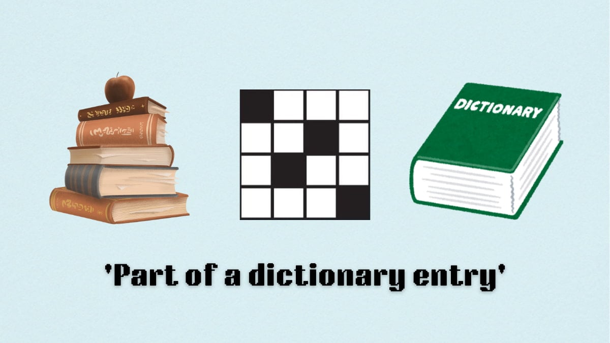 Picture showing part of a dictionary entry clue cover in NYT Mini Crossword.