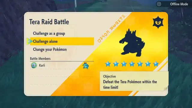 Feraligatr Tera Raid in Pokémon Scarlet and Violet.