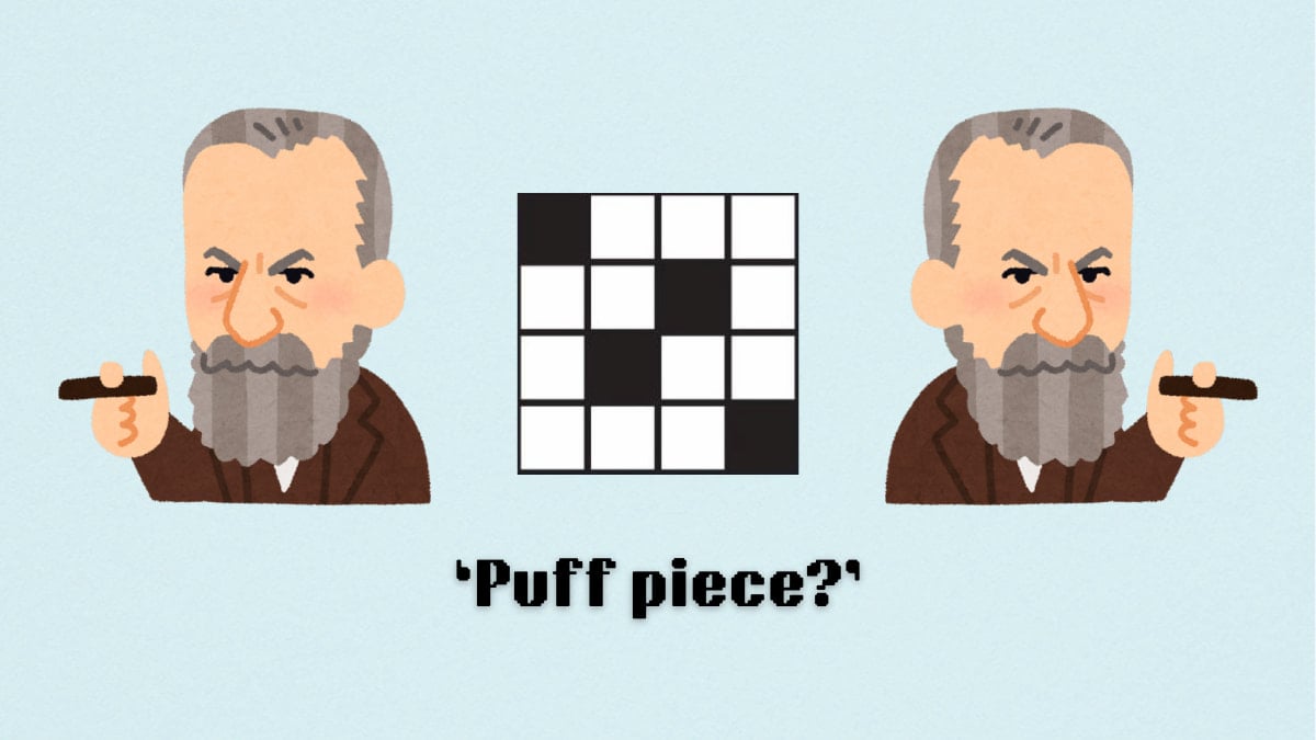 Picture showing the Puff piece clue cover in NYT Mini Crossword.