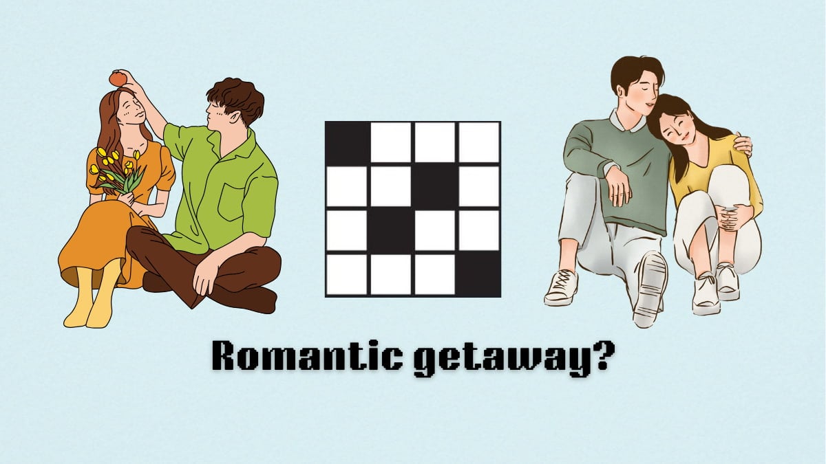 Picture showing the Romantic getaway clue cover in NYT Mini Crossword.