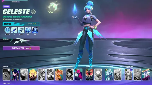 A picture of Celeste from SUPERVIVE, a girl in blue clothes who has ice powers.