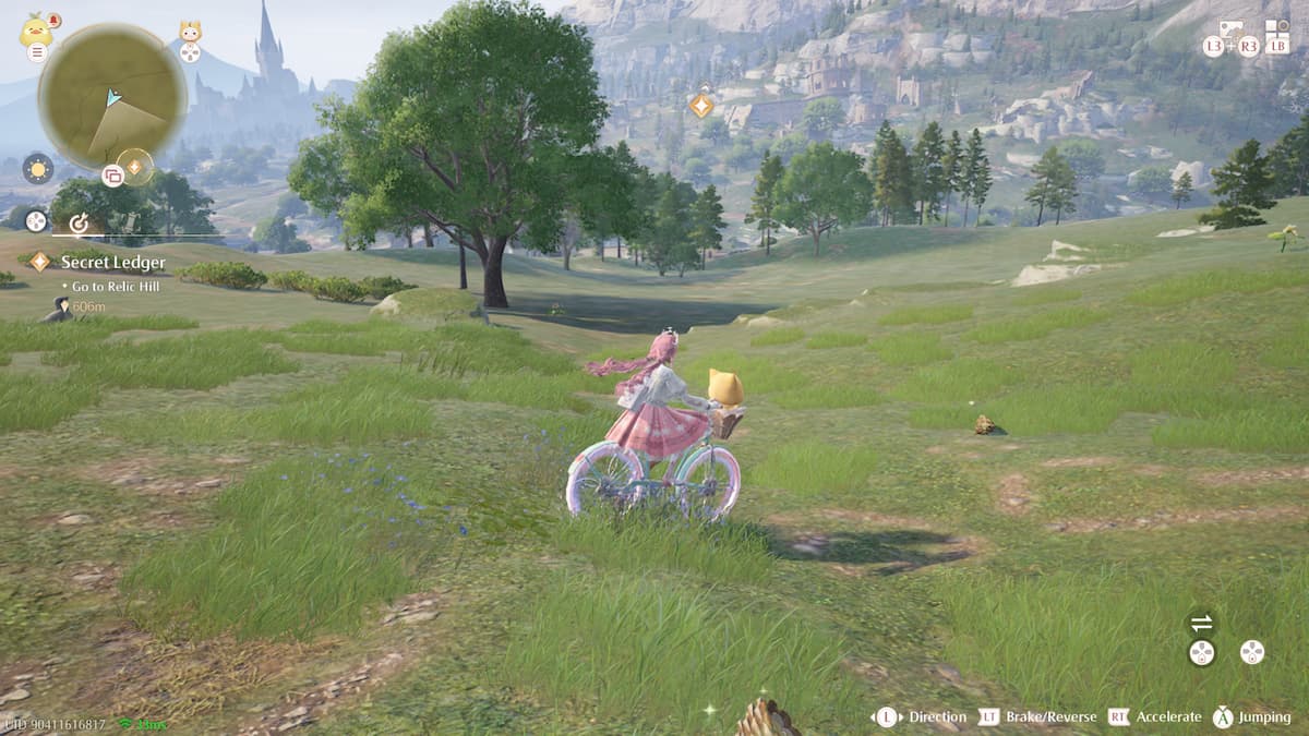 Nikki on a Whimcycle in grassy fields