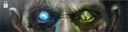 A close up shot of a face with one blue eye and one green eye in a Black Ops 6 Calling Card