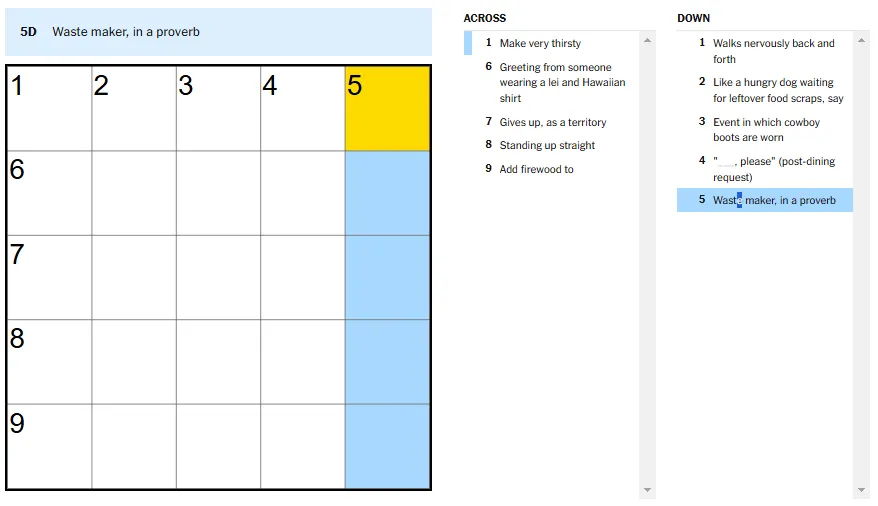 Picture showing the waste maker, in a proverb clue in NYT Mini Crossword.