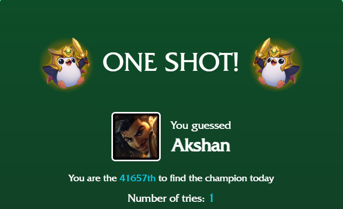 one shot loldle akshan