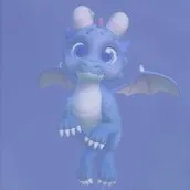 A Blue Baby Dragon in Disney Dreamlight Valley. 