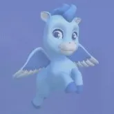 A Blue Baby Pegasus in Disney Dreamlight Valley.