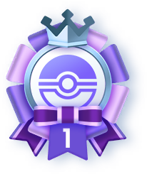 A purple ribbon with a silver crown and outline in Pokemon TCG Pocket.