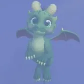 A Green Baby Dragon in Disney Dreamlight Valley.