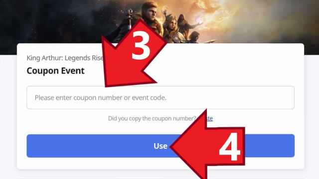 King Arthur Legends Rise code redemption screen,.