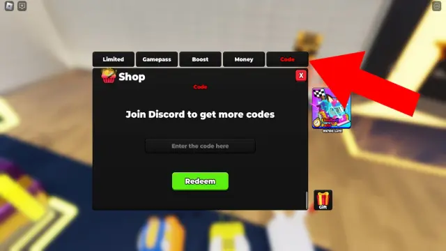 Screenshot of the shop  and codes section in the Train to Slap Thugs. 