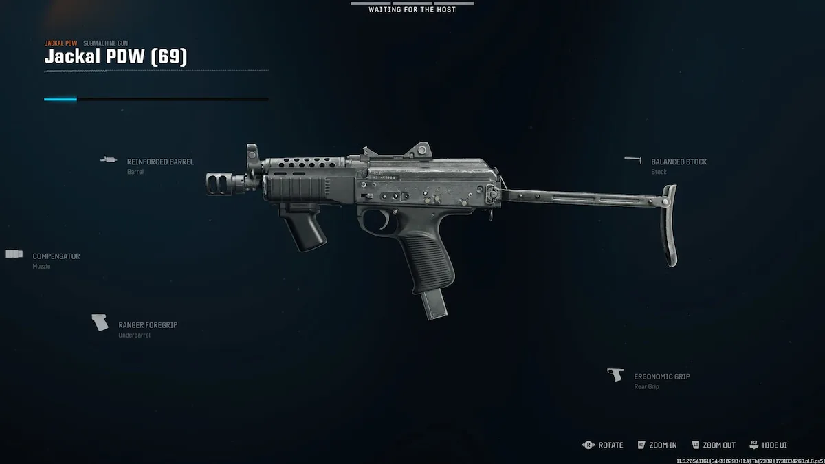 Best Jackal PDW build in BO6 Ranked Play, featuring an SMG with a short barrel and skinny stock.