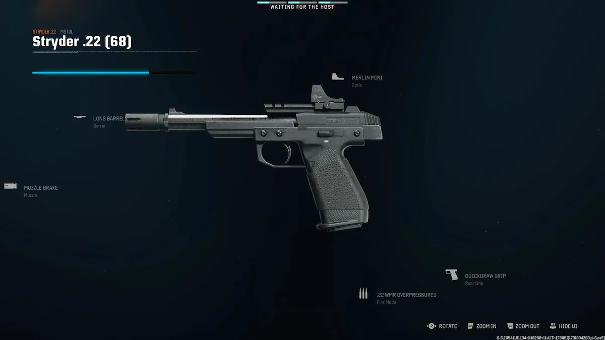 Best Stryder .22 loadout in BO6, featuring a pistol with a long, slim barrel.