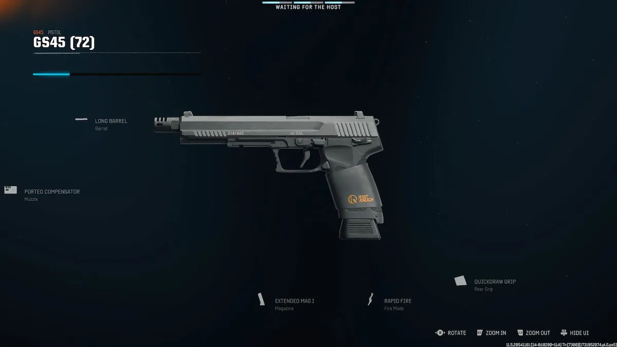 Best GS45 loadout in BO6 multiplayer, featuring a small pistol with a wrapped grip.