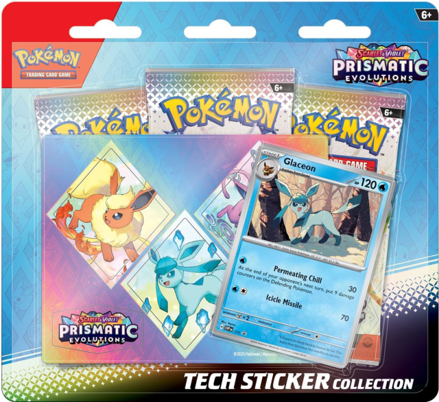 Prismatic Evolutionssticker features a glaceon card