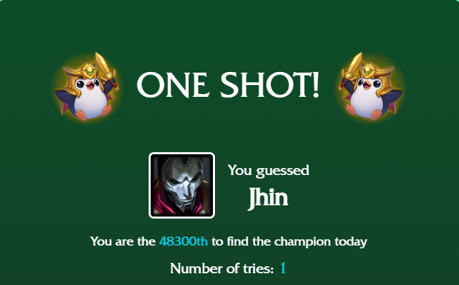 one shot jhin loldle answer