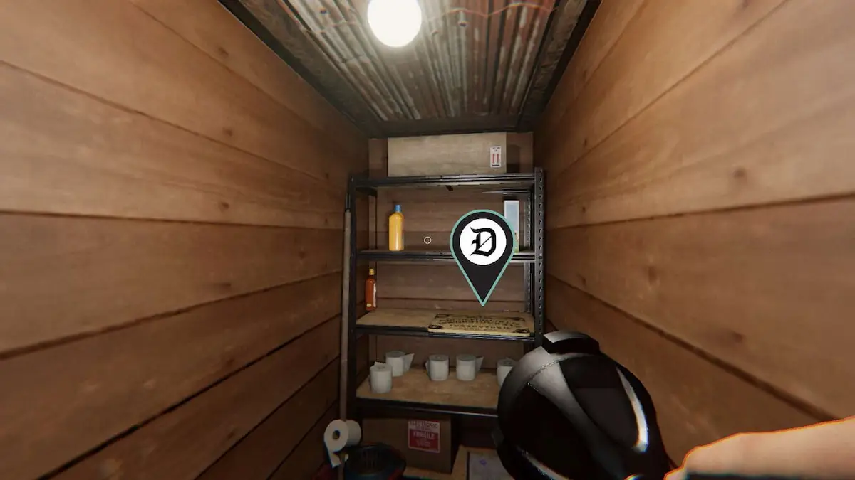 A Ouija Board sitting on a shelf at Maple Lodge Campsite in Phasmophobia.