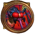 The Rush skill from Bazaar. This symbol shows a mosquito with red, bulbous eyes.