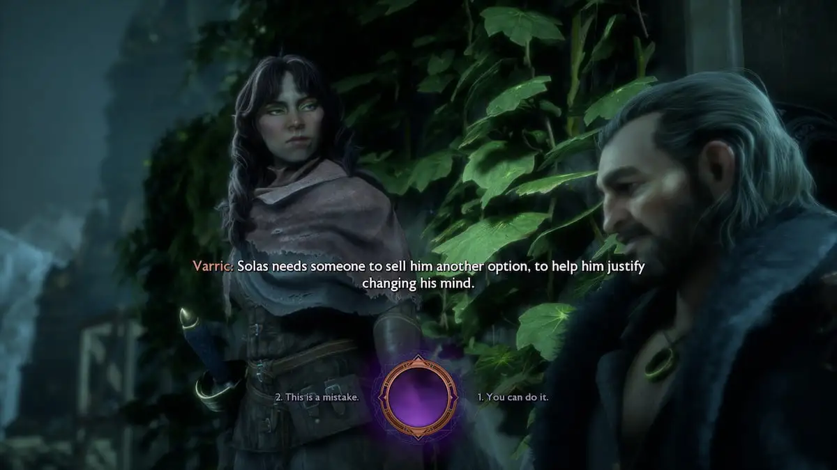 ¿Deberías decidir decirle a Varric que esto es un error o puedes hacerlo en Dragon Age The Veilguard?