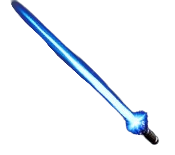 A blue beam attatched to a grey hilt. This is the Beam Sword from Palworld