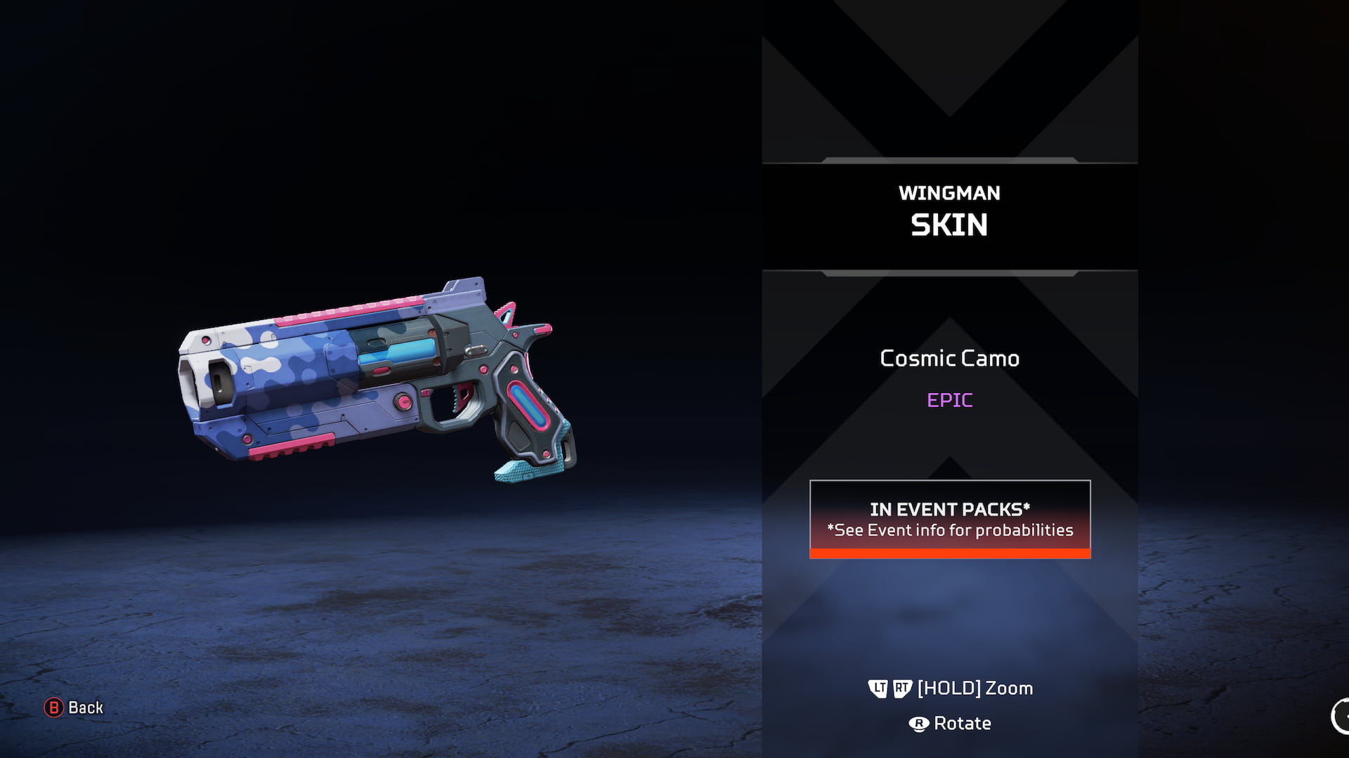 A Wingman pistol skin with a white, blue, and pink camo pattern.